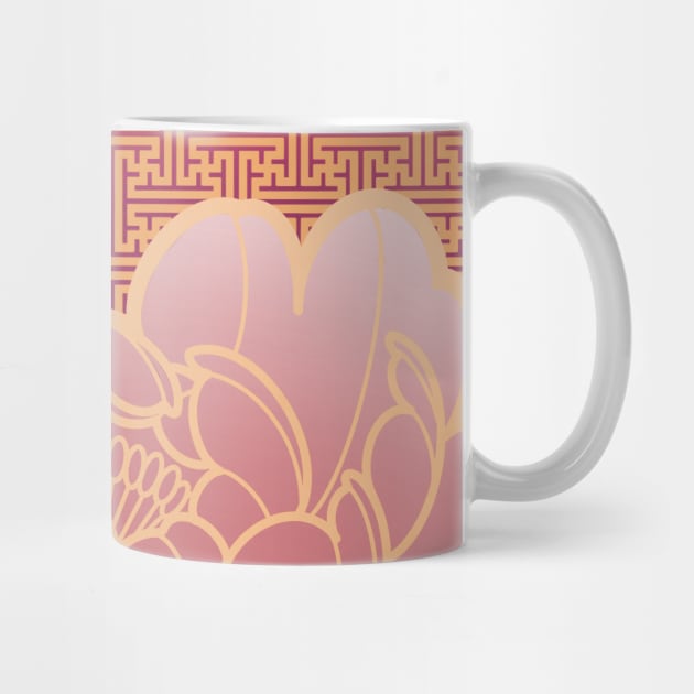 vintage peony flower and sacred geometry pattern by weilertsen